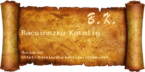 Bacsinszky Katalin névjegykártya